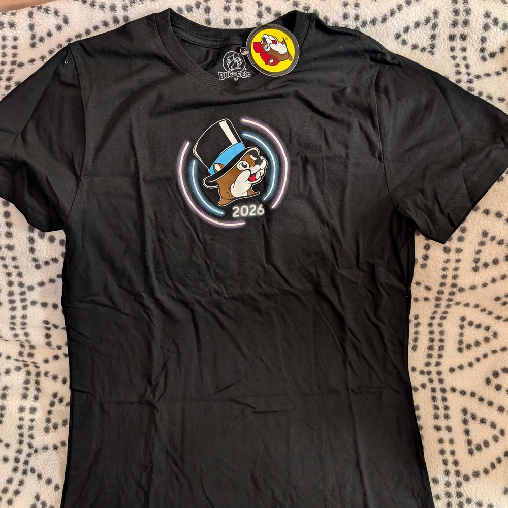 Black Graphic T-Shirt with Cartoon Design Men's Medium